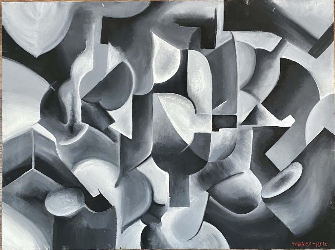 CONRAD MARCA-RELLI MONOCHROMATIC OIL/CANVAS V$7,000: MINT CONDITION/MEASUREMENTS: The composition is 18 inches high and 24 inches wide./"in the style of" Conrad Marca-Relli was an American artist who belonged to the early generation of New York School A