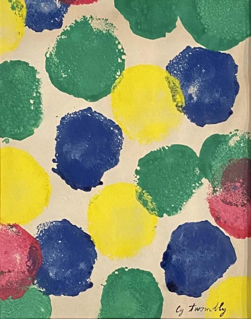 CY TWOMBLY ACRYLIC ON PAPER V$15,000: MINT CONDITION/MEASUREMENTS: The composition is 9.5 inches high and 7.5 inches wide/"in the style of" Edwin Parker "Cy" Twombly Jr. was an American painter, sculptor and photographer. He belonged to t