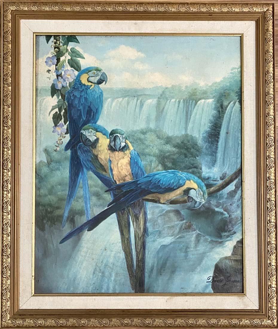 DAVID JOHNSON LANDSCAPE GICLEE ON CANVAS: 37"HX31"W OK CONDITION, SHOWS AGE/"in the style of" David Johnson was a member of the second generation of Hudson River School painters/Private collection, Liveauctioneers policy requires to state "in