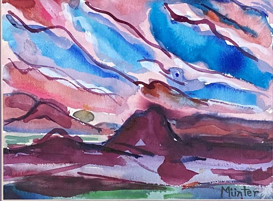 GABRIELE MUNTER WATERCOLOR ON PAPER V$2,000: MINT CONDITION/MEASUREMENTS: The composition is 8 inches high and 12 inches wide/"in the style of" Gabriele MÃ¼nter was a German expressionist painter who was at the forefront of the Munich avant-ga