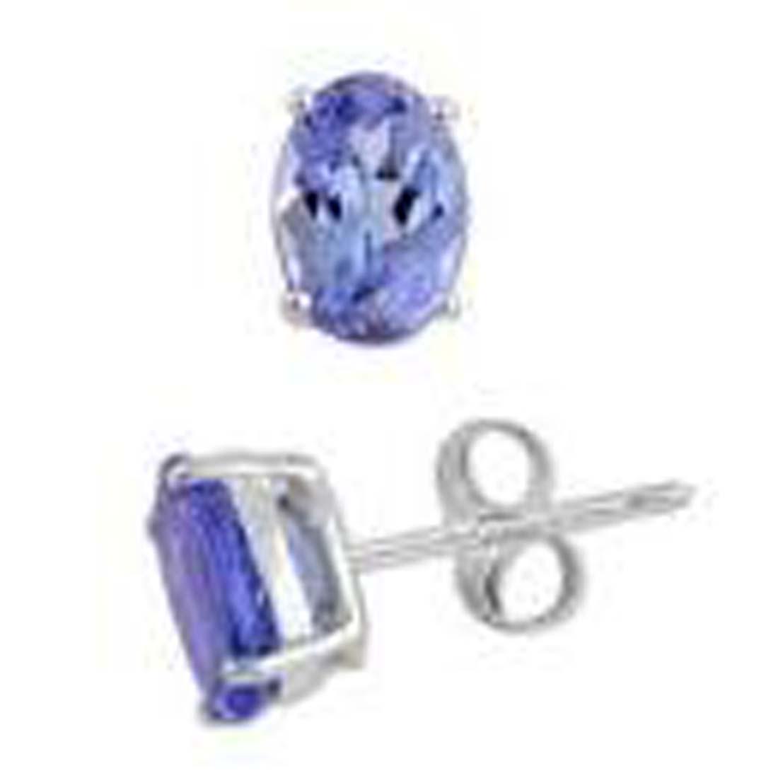 DELICATE OVAL GENUINE TANZANITE GEMSTONE 1CT EARRINGS: STERLING SILVER