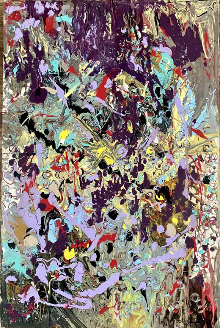 TARO YAMAMOTO ACRYLIC ON CANVAS ABSTRACT V$12,000: MEASUREMENTS: 24"WX36"H MINT CONDITION/"in the style of" Taro Yamamoto belonged to the New York School Abstract Expressionist artists whose artistic innovation by the 1950s had been recognized across 