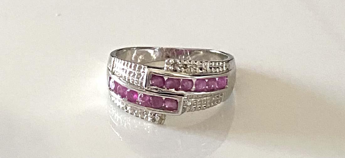 ART DECO STYLE RUBY GEMSTONE 1CT STERLING RING: SIZE 6