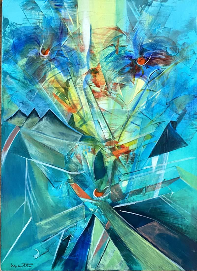 ROBERTO MATTA ABSTRACT OIL ON CANVAS PAINTING V$12,000: 16"WX21" MINT CONDITION, NO FRAME/"in the style of" Roberto SebastiÃ¡n Antonio Matta Echaurren, better known as Roberto Matta, was one of Chile's best-known painters and a seminal figure in 20th cen