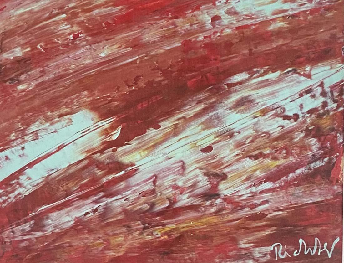 GERHARD RICHTER OIL ON PAPER ABSTRACT PAINTING V$12,000: MEASUREMENTS: 20"HX23"W FRAMED AND MATTED/"in the style of" Gerhard Richter is a German visual artist. Richter has produced abstract as well as photorealistic paintings, and also photographs and glass