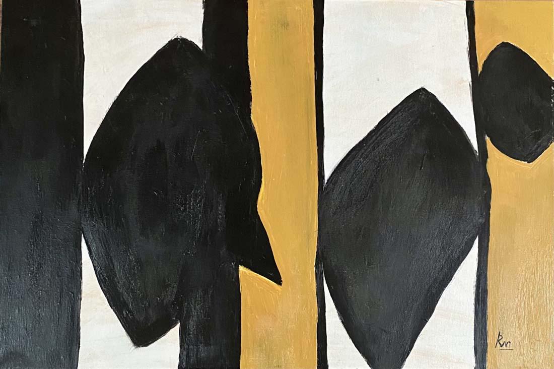 ROBERT MOTHERWELL HORIZONTAL OIL ON CANVAS V$25,000: MEASUREMENTS:36"WX24"H MINT CONDITION NO FRAME/"in the style of" Robert Motherwell was an American abstract expressionist painter, printmaker, and editor. He was one of the youngest of the New York Sc