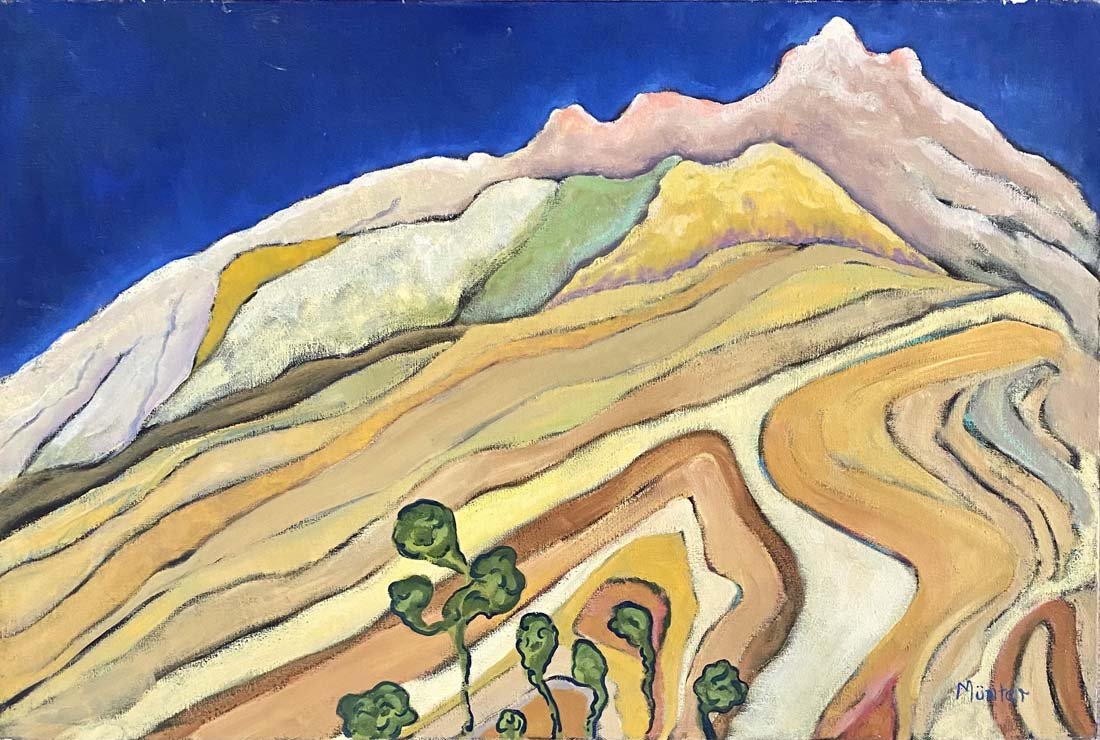 GABRIELE MUNTER OIL ON CANVAS LANDSCAPE V$9,000: MEASUREMENTS:30"WX20"H NO FRAME, MINT CONDITION/"in the style of" Gabriele MÃ¼nter was a German expressionist painter who was at the forefront of the Munich avant-garde in the early 20th century./Pr