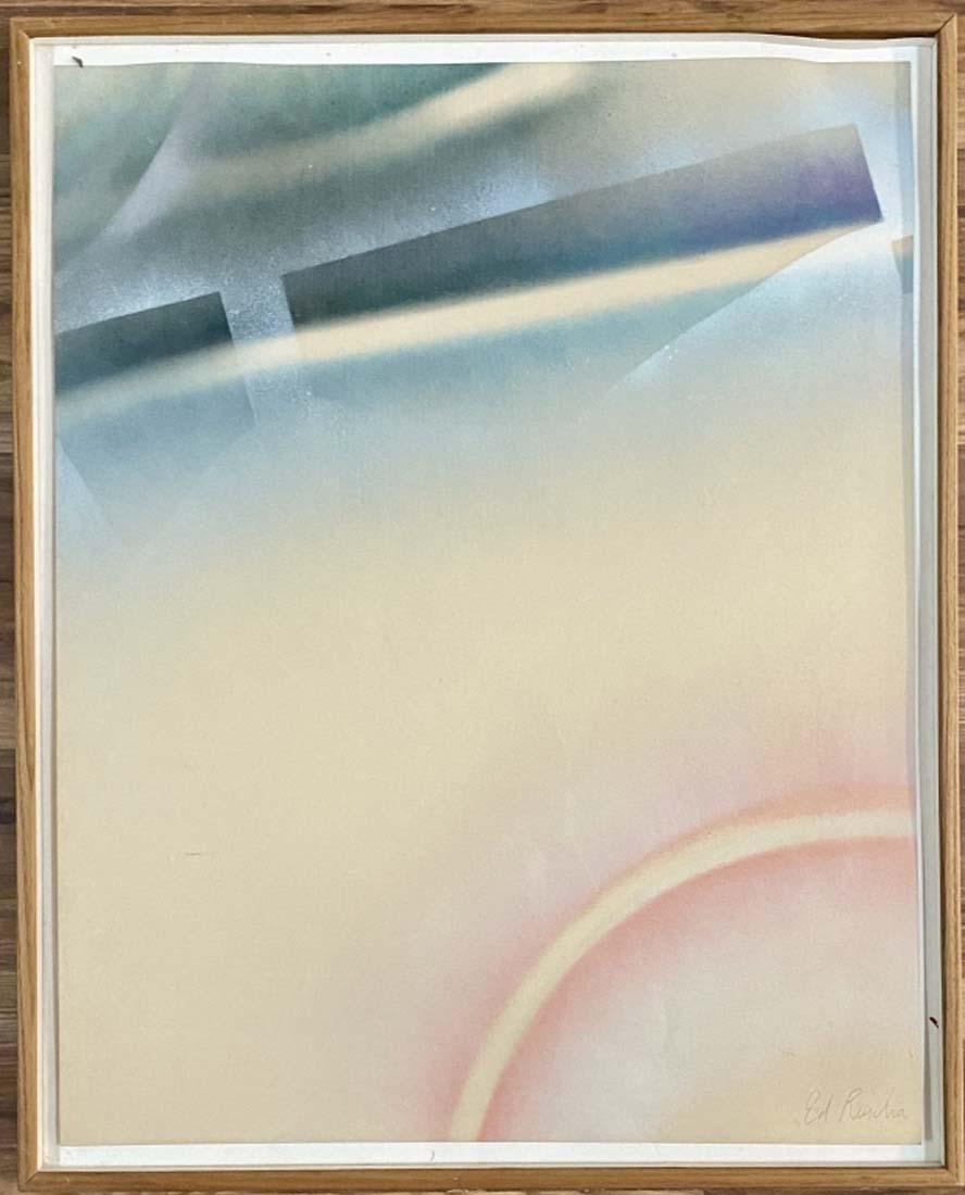ED RUSCHA ABSTRACT SERIGRAPH ON PAPER V$3,600: MINT CONDITION/MEASUREMENTS: The composition is 29 inches high and 23 inches wide/"in the style of" Edward Joseph Ruscha IV is an American artist associated with the pop art movement./Private collecti