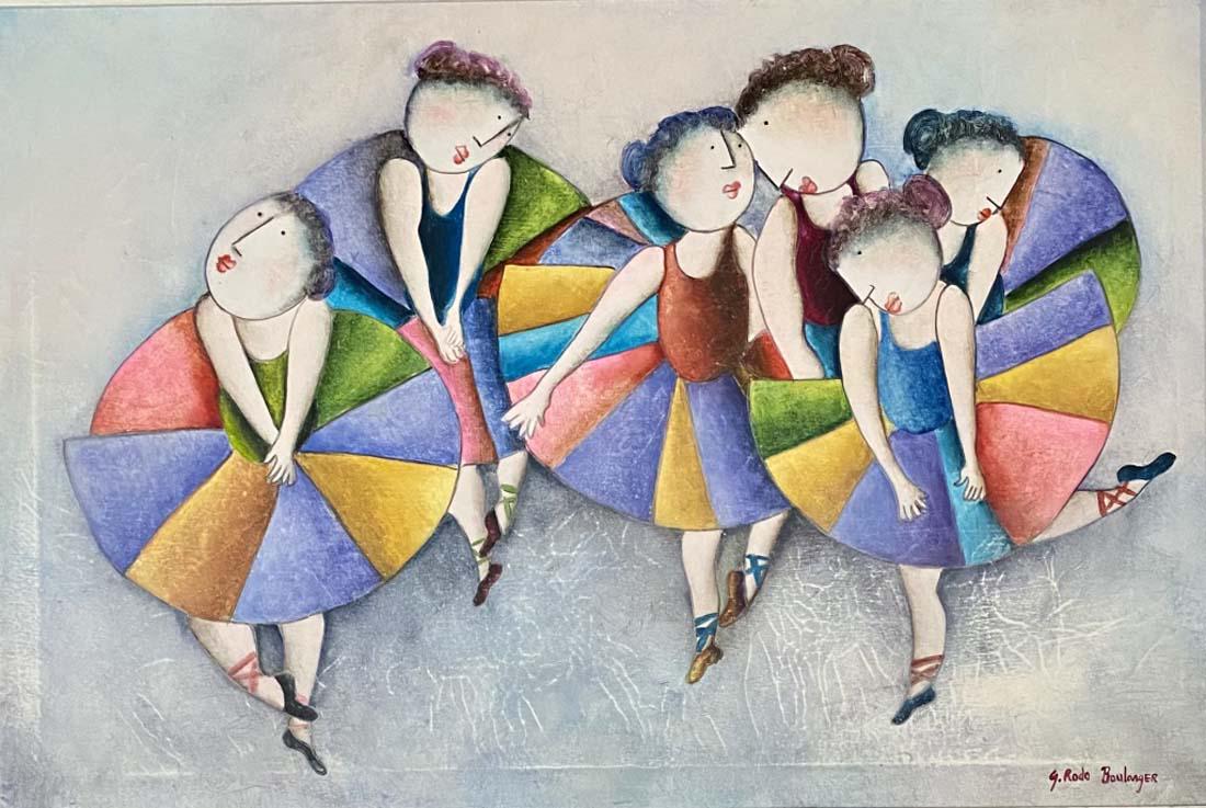 G. RODO BOULANGER FIGURATIVE OIL ON CANVAS V$18,000: MINT CONDITION/MEASUREMENTS: The composition is 24 inches high and 36 inches wide./"in the style of" Graciela Rodo is a Bolivian painter. She is noted for her artworks featuring stylized renderings of