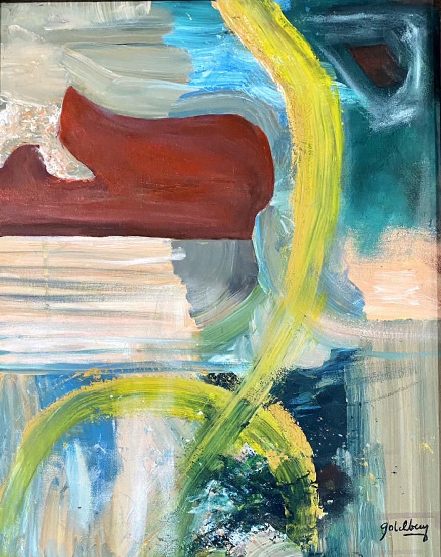 MICHAEL GOLDBERG ABSTRACT OIL ON CANVAS V$22,000: MINT CONDITION/MEASUREMENTS: The composition is 20 inches high and 16 inches wide./"in the style of" Michael Goldberg was an American abstract expressionist painter and teacher known for his gestural