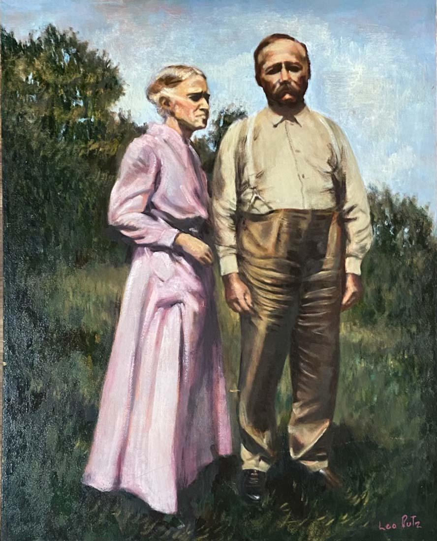 LEO PUTZ FIGURATIVE OIL ON CANVAS V$28,000: MINT CONDITION, NO FRAME/MEASUREMENTS: The composition is 30 inches high and 24 inches wide./ "in the style of" Leo Putz was a Tyrolean painter. His work encompasses Art Nouveau, Impressionism and the