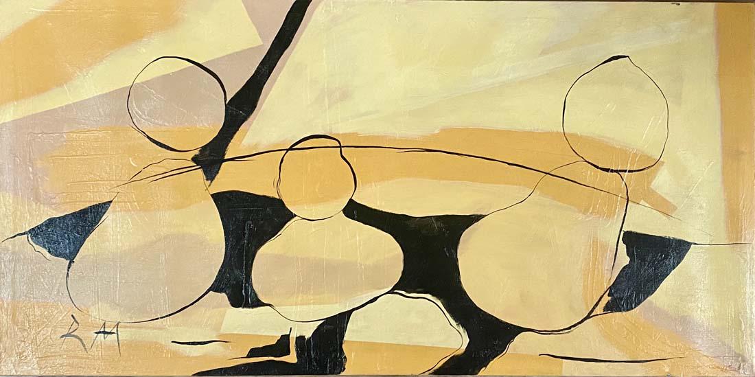 ROBERT MOTHERWELL OIL ON CANVAS ABSTRACT V$25,000: MINT CONDITION/MEASUREMENTS:24"HX48"W NO FRAME/"in the style of"Robert Motherwell was an American abstract expressionist painter, printmaker, and editor./Private collection, Liveauctioneers policy req