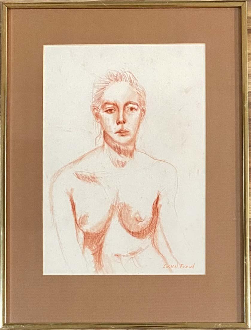 LUCIAN FREUD FIGURATIVE PASTEL ON PAPER V$15,000: GOOD CONDITION/MEASUREMENTS:The composition is 20.5 inches high and 15.5inches wide/"in the style of" Lucian Michael Freud, OM CH was a British painter and draughtsman, specialising in figurative art,