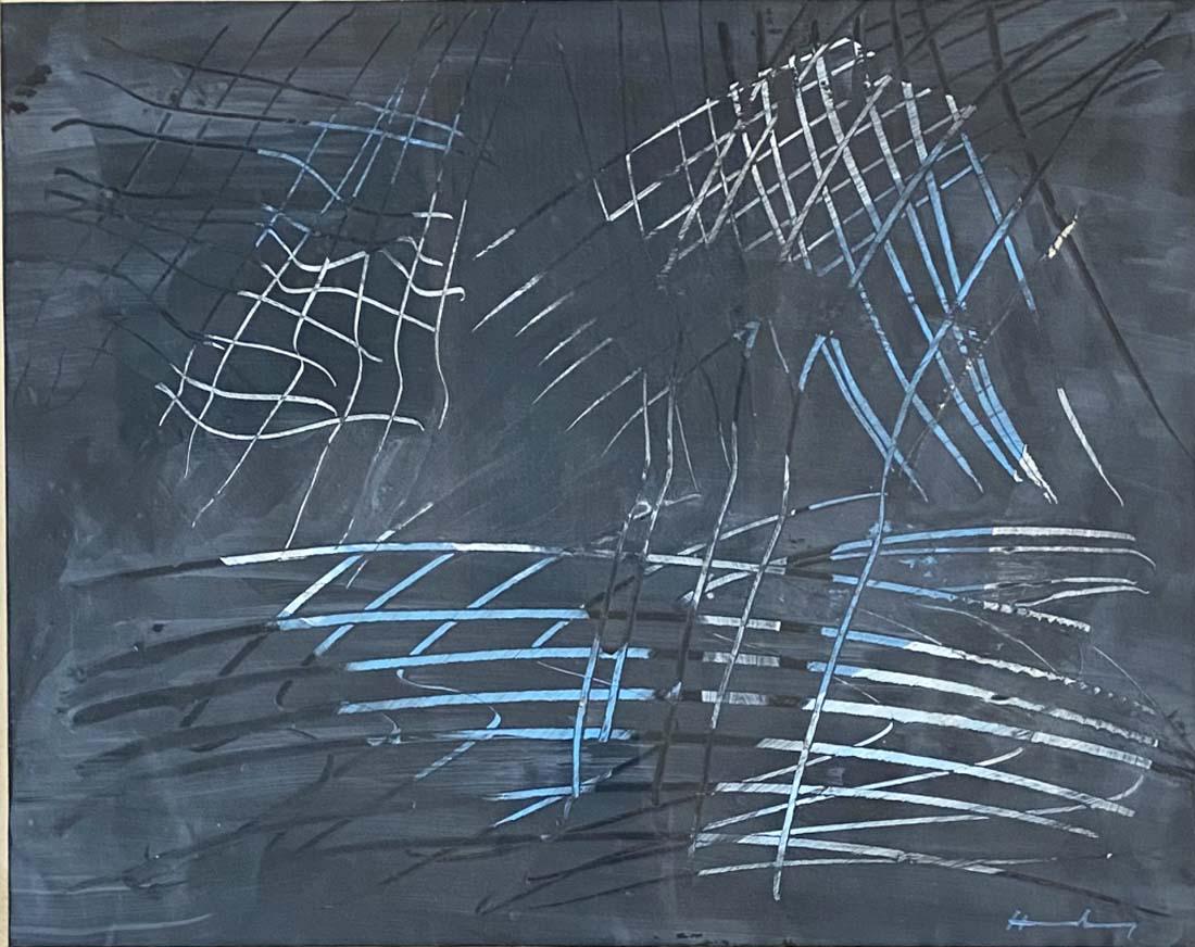 HANS HARTUNG ABSTRACT OIL ON PAPER V$7,500: MINT CONDITION/MEASUREMENTS: The composition is 19 inches high and 23 inches wide."in the style of"/Hans Hartung was a German-French painter, known for his gestural abstract style/Private collection, 