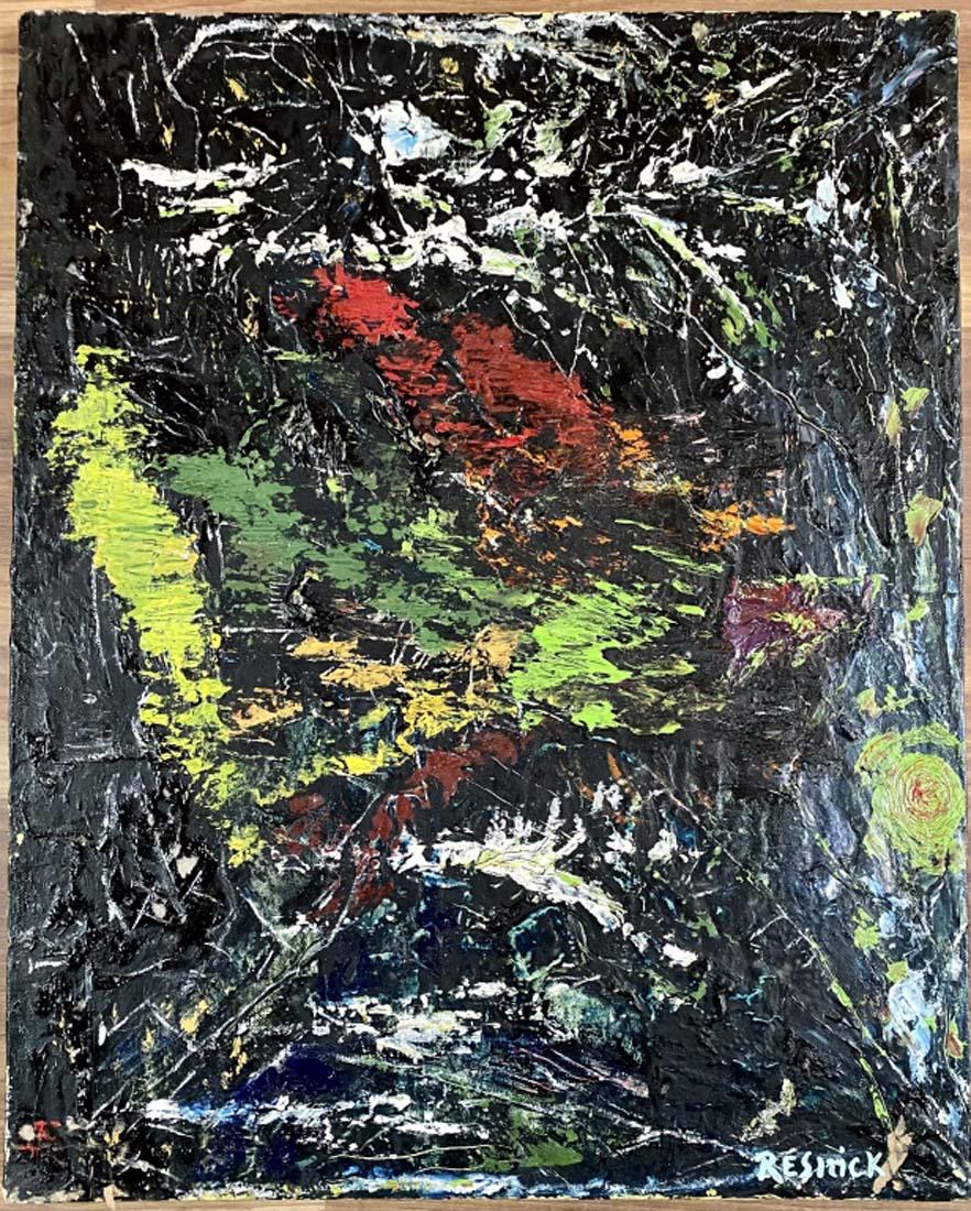 MILTON RESNICK OIL ON CANVAS ABSTRACT V$14,000: NO FRAME GOOD CONDITION/MEASUREMENTS: The composition is 20 inches high and 16 inches wide./"in the style of" Milton Resnick was an American artist noted for abstract paintings that coupled scale with