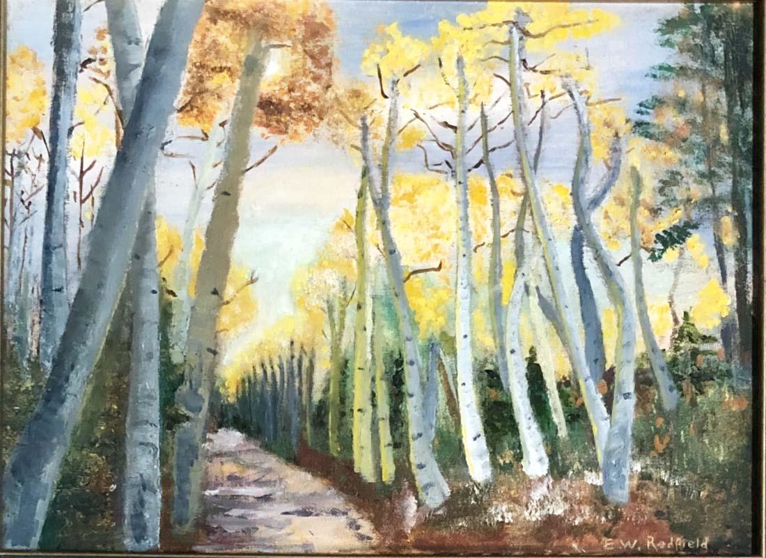 E.W. REDFIELD OIL ON BOARD LANDSCAPE V$3,500: measurements 17"WX13"H MINT CONDITION/"in the style of" Edward Willis Redfield was an American Impressionist landscape painter and member of the art colony at New Hope, Pennsylvania. He is best known