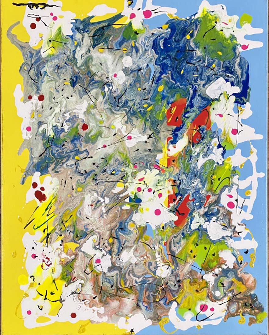 NANCY GRAVES ACRYLIC ON CANVAS ABSTRACT V$9,000: 22"WX28"H NO FRAME, MINT CONDITION/"in the style of"Nancy Graves was an American sculptor, painter, printmaker, and sometime-filmmaker known for her focus on natural phenomena like camels or maps of t