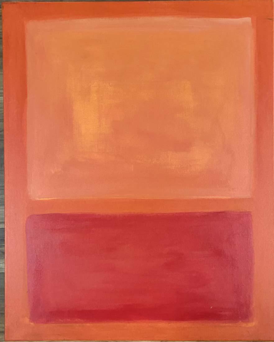 MARK ROTHKO ABSTRACT OIL ON CANVAS ABSTRACT V$17,000: 24"WX30"H NO FRAME MINT CONDITION/"in the style of" Mark Rothko, born Markus Yakovlevich Rothkowitz, was an American abstract painter of Latvian Jewish descent. He is best known for his color field pa