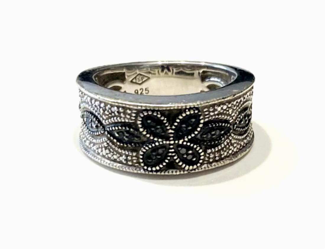 EXQUISITE VINTAGE MARCASITE STERLING SILVER RING: SIZE 7