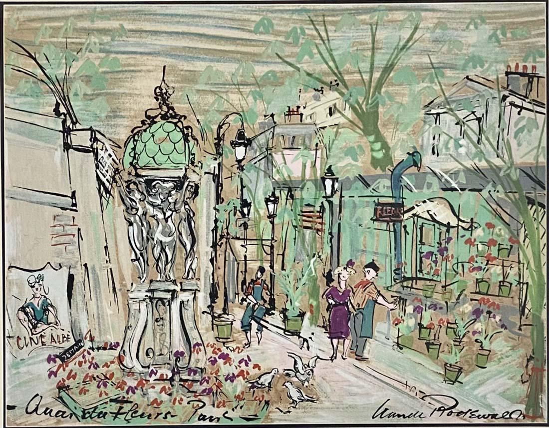 CLAUDE RODEWALD FRAMED LITHOGRAPH V$3,000: MEASUREMENTS:30"HX39"W FRAMED AND MATTED/MINT CONDITION/"in the style of" Claude Rodewald is an American Postwar & Contemporary artist who was born in 1923./Private collection, Liveauctioneers policy 