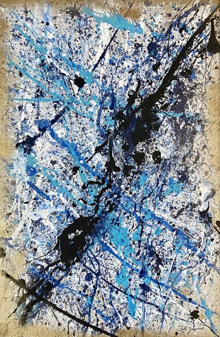 TARO YAMAMOTO ABSTRACT ACRYLIC ON CANVAS V$18,000: MEASUREMENTS: 29"WX41"H FRAMED MINT CONDITION/"in the style of" Taro Yamamoto was part of the Abstract Expressionist movement in New York City during the 1950s/Private collection, Liveauctioneers poli