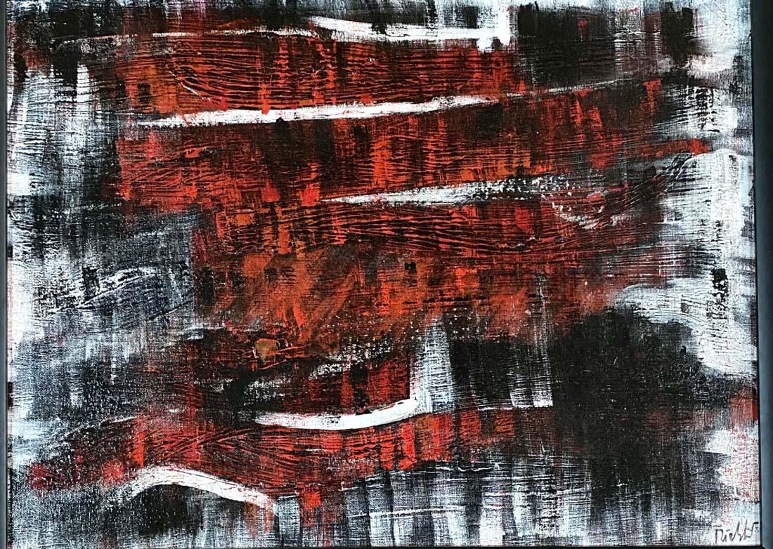 GERHARD RICHTER ABSTRACT ACRYLIC ON CANVAS V$12,000: MEASUREMENTS:21"HX27"W FRAMED MINT CONDITION/"in the style of"Gerhard Richter is a German visual artist. Richter has produced abstract as well as photorealistic paintings, and also photographs and gla