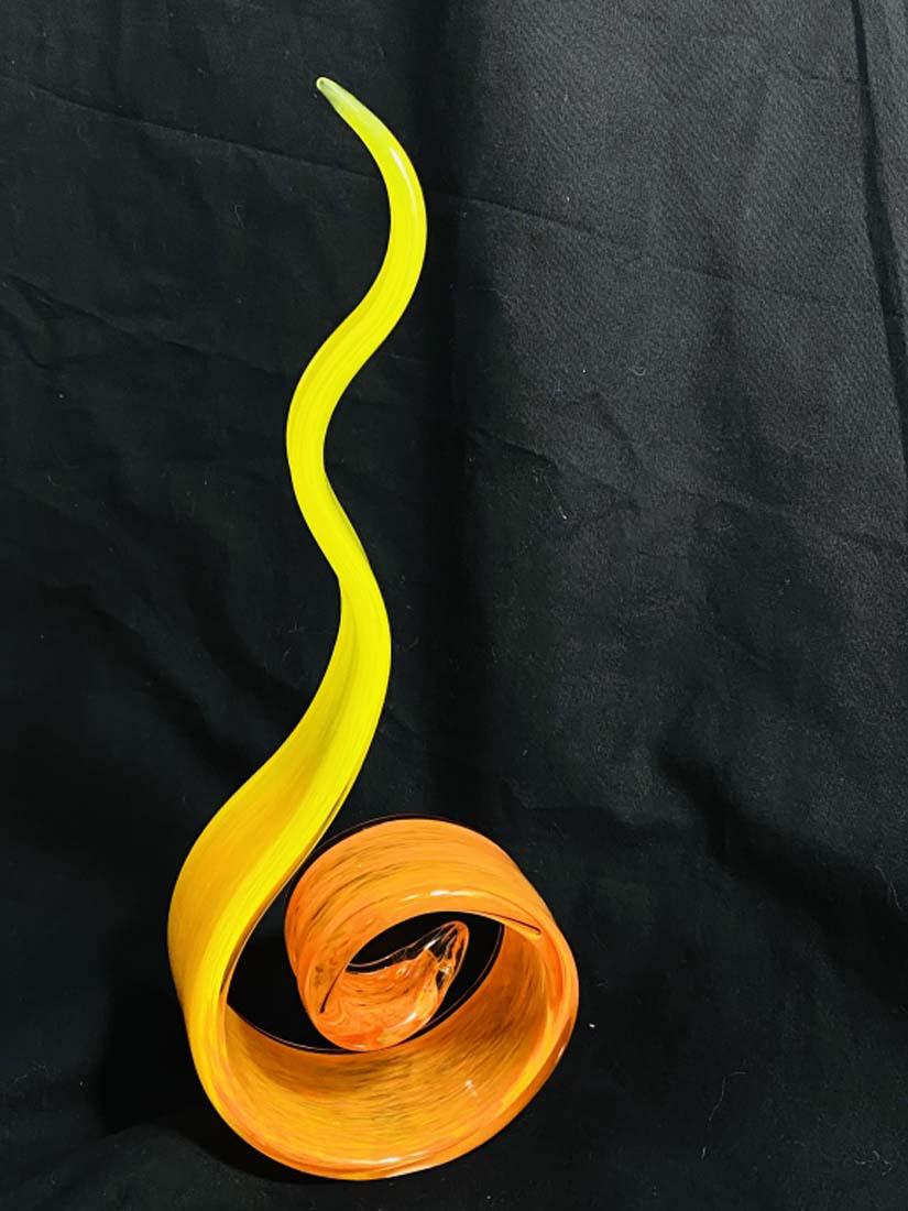 BRIGHT ORANGE/YELLOW ABSTRACT ART GLASS FLAME (1 of 1)