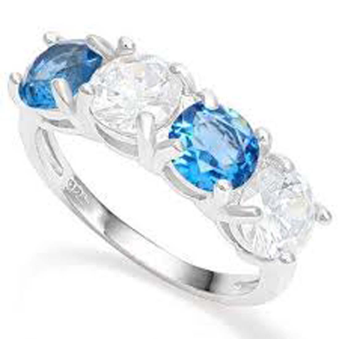 STELLAR BLUE AND WHITE TOPAZ 4CT STERLING RING (1 of 1)