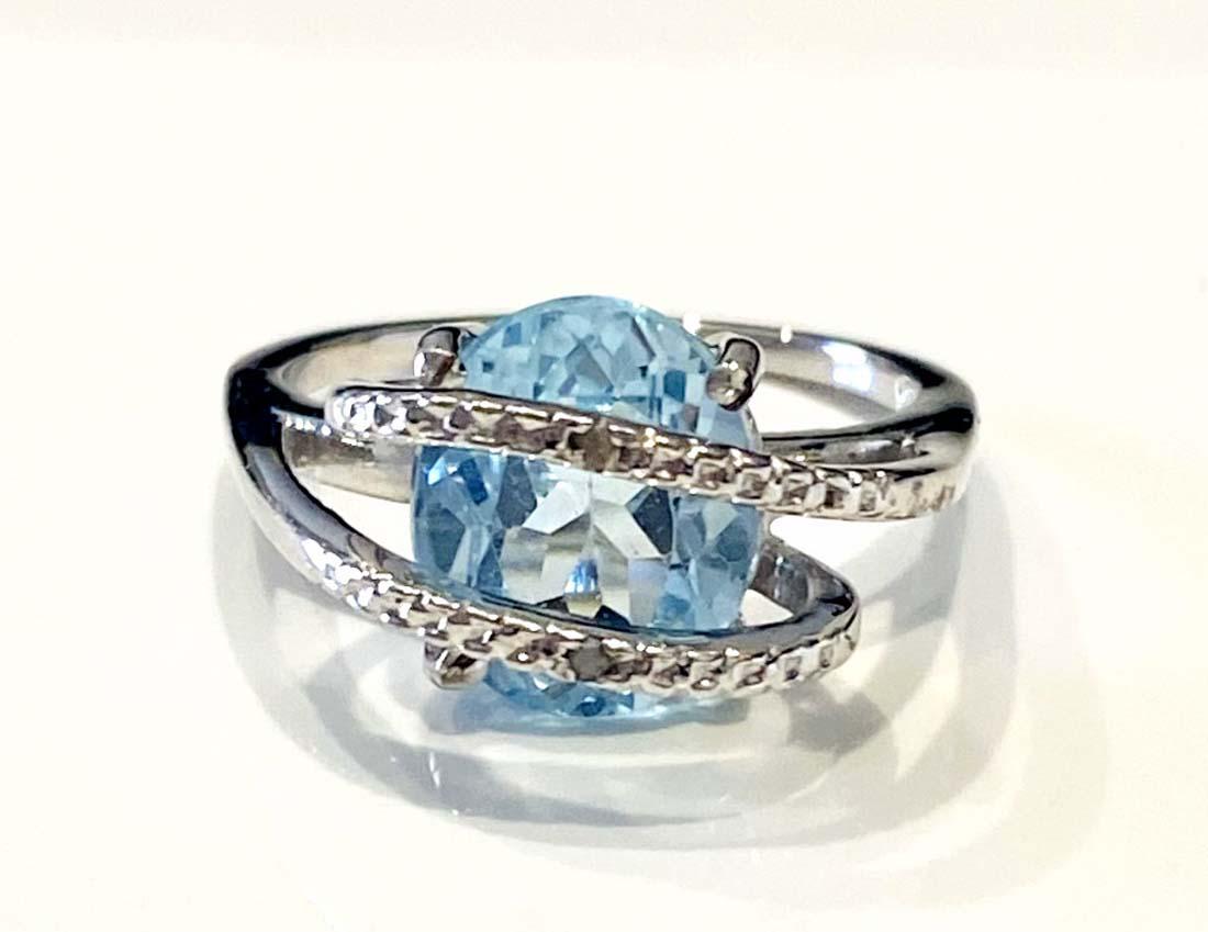 BEAUTIFUL ART DECO 3CT BLUE TOPAZ STERLING RING (1 of 1)