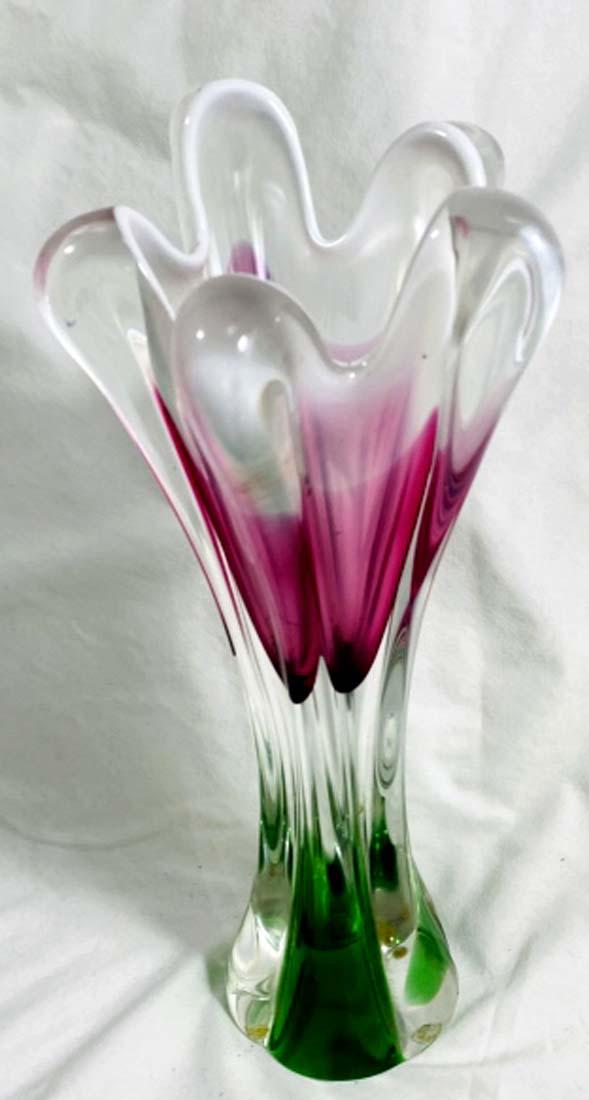 BEAUTIFUL PINK/GREEN/CLEAR SOMMERSO MURANO VASE (1 of 1)