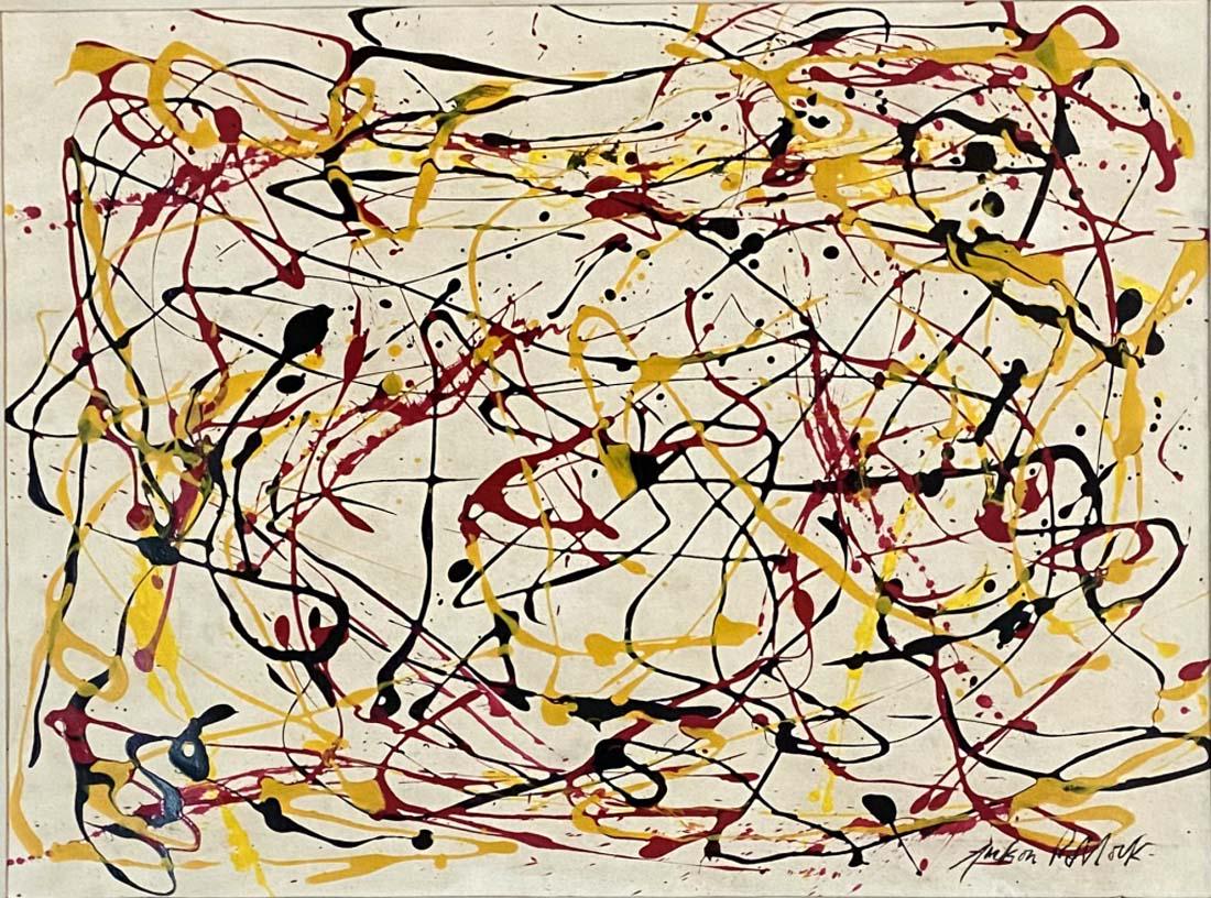 JACKSON POLLOCK ABSTRACT OIL ON PAPER V$35,000 (1 of 3)