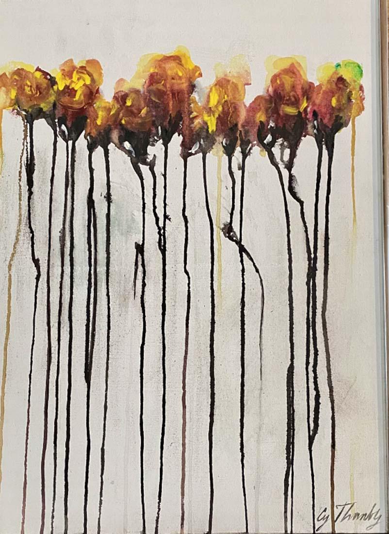 CY TWOMBLY OIL ON CANVAS PAINTING V$18,000: MEASUREMENTS:24"HX18"W VERY GOOD CONDITON, NO FRAME "in the style of" Edwin Parker "Cy" Twombly Jr. was an American painter, sculptor and photographer./Private collection, Liveauctioneers policy requi