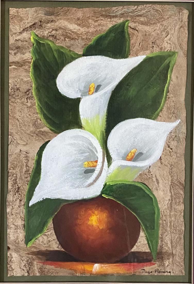 DIEGO RIVERA OIL ON PAPER STILL LIFE PAINTING $8,000 (1 of 3)