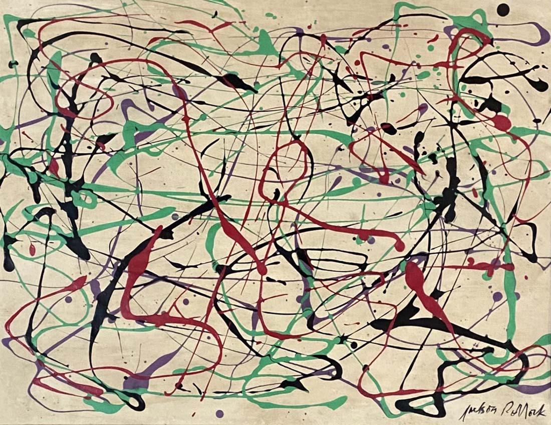 JACKSON POLLOCK ABSTRACT OIL ON PAPER V$35,000 (1 of 3)