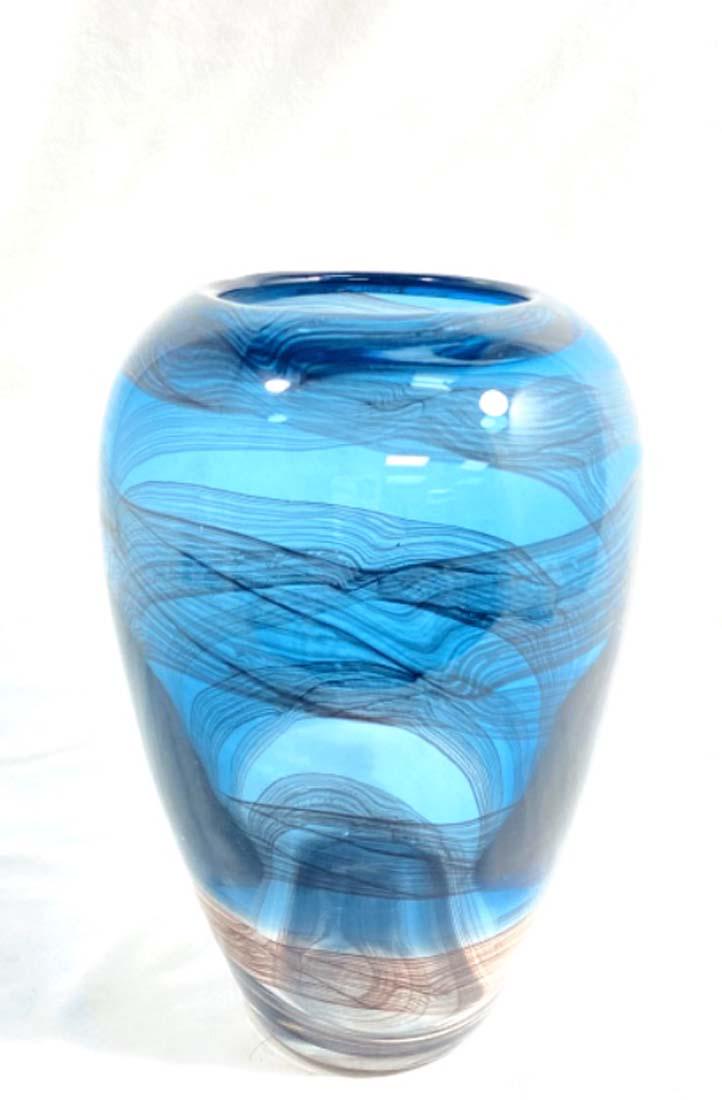 FANTASTIC MURANO BLUE/LAVENDAR LINES GLASS VASE (1 of 1)