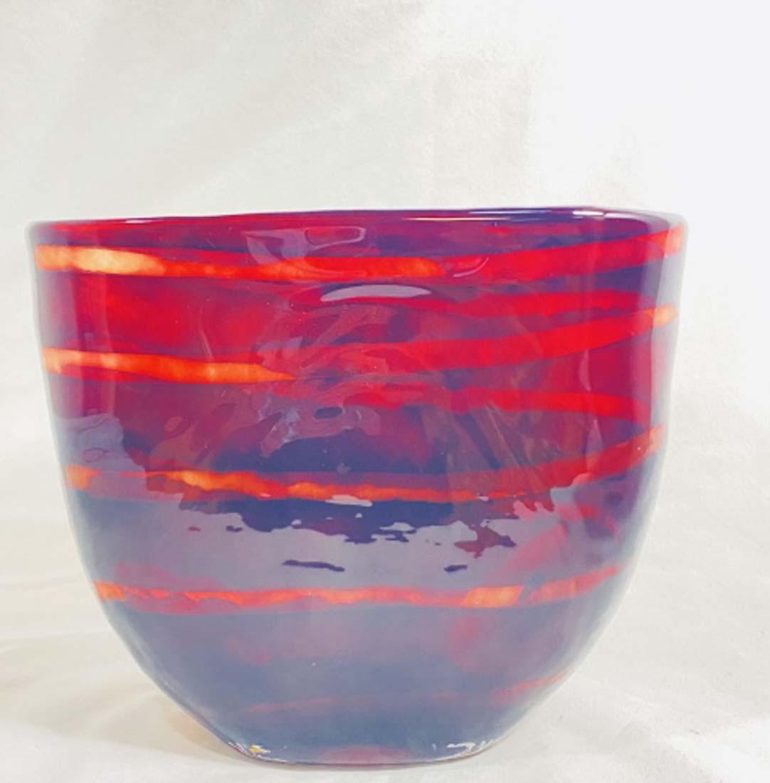MID CENTURY DEEP RUBY RED ABSTRACT ART GLASS VASE (1 of 1)