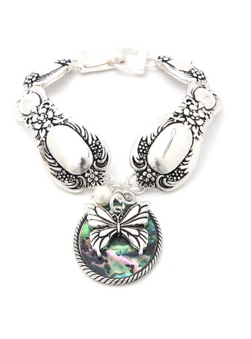 PRETTY ABALONE SHELL /BUTTERFLY LADIES BRACELET: 7"