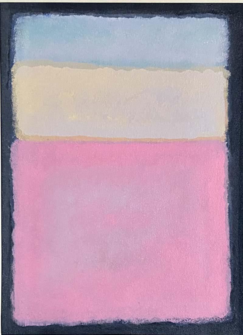 MARK ROTHKO OIL ON FABRIC CANVAS ABSTRACT V$19,000: 22"WX26"H FRAMED MINT CONDITION/"in the style of" Mark Rothko was an American abstract painter of Latvian Jewish descent/Private collection, Liveauctioneers policy requires to state "in the style of",