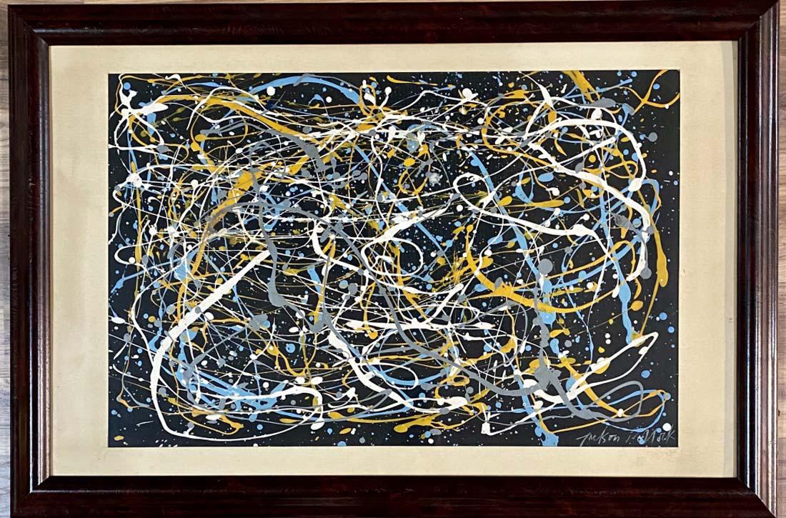 JACKSON POLLOCK OIL ON PAPER ABSTRACT PAINTING V$40,000 (1 of 3)