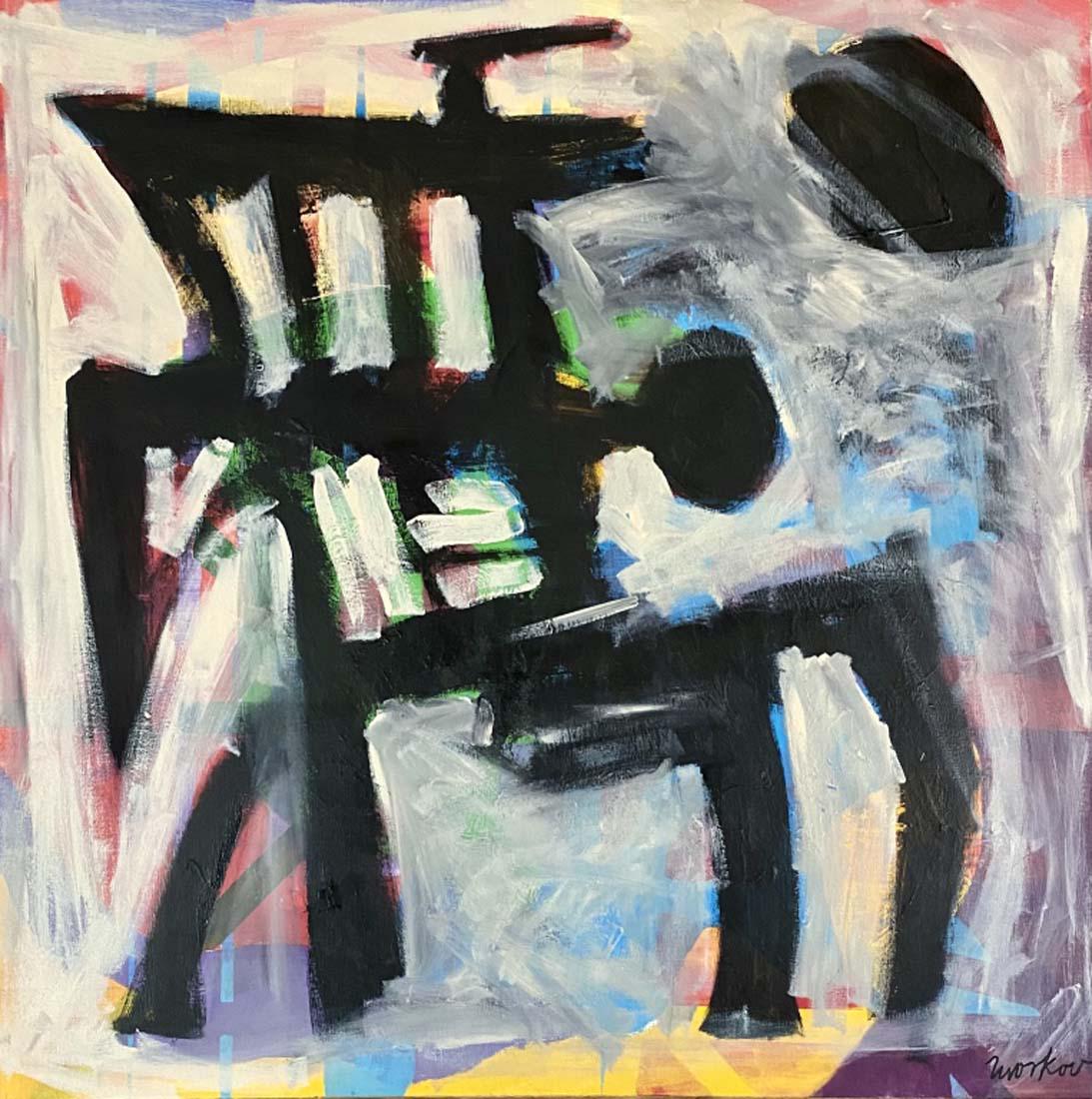 JACK TWORKOV OIL ON CANVAS ABSTRACT V$8,000: 36"WX36"H NO FRAME, MINT CONDITION/"in the style of" Jack Tworkov was an American abstract expressionist painter./Private collection, Liveauctioneers policy requires to state "in the style of", no doc