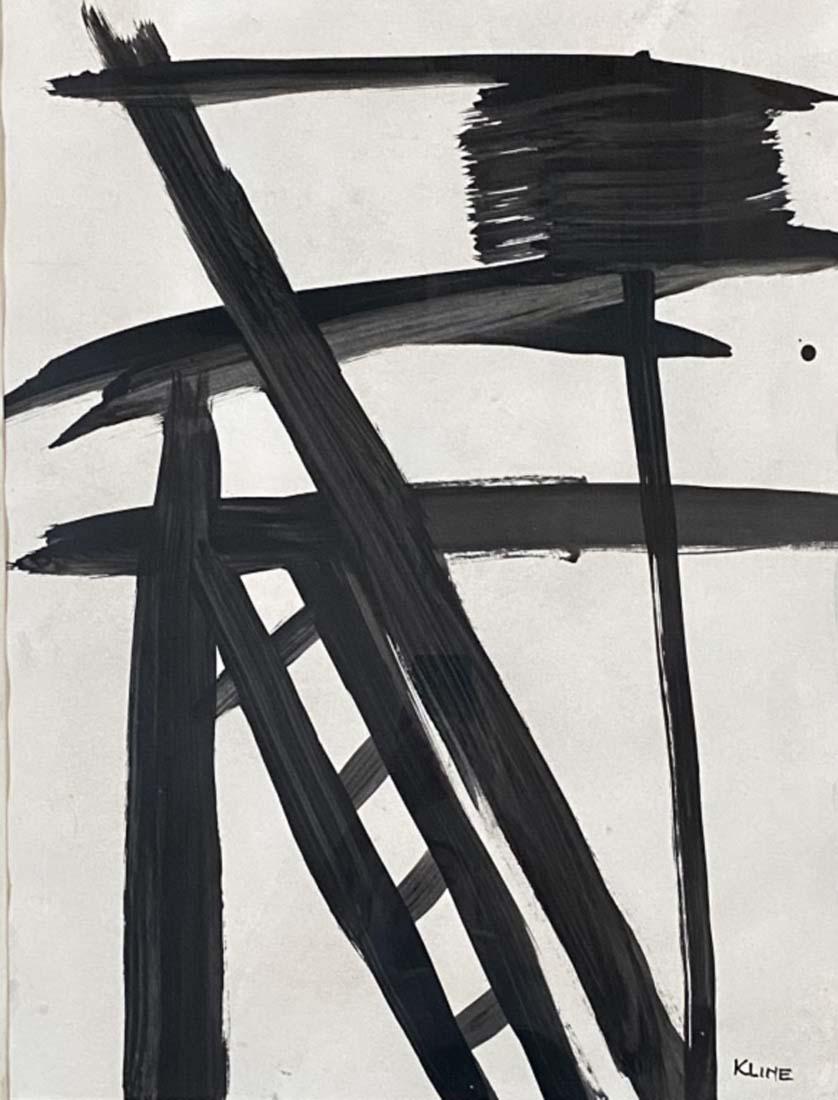 FRANZ KLINE WATERCOLOR ON PAPER V$5,500: VERY GOOD CONDITION/MEASUREMENTS: The composition is 27 inches high and 21 inches wide/"in the style of"Franz Kline was an American painter./Private collection, Liveauctioneers policy requires to stat