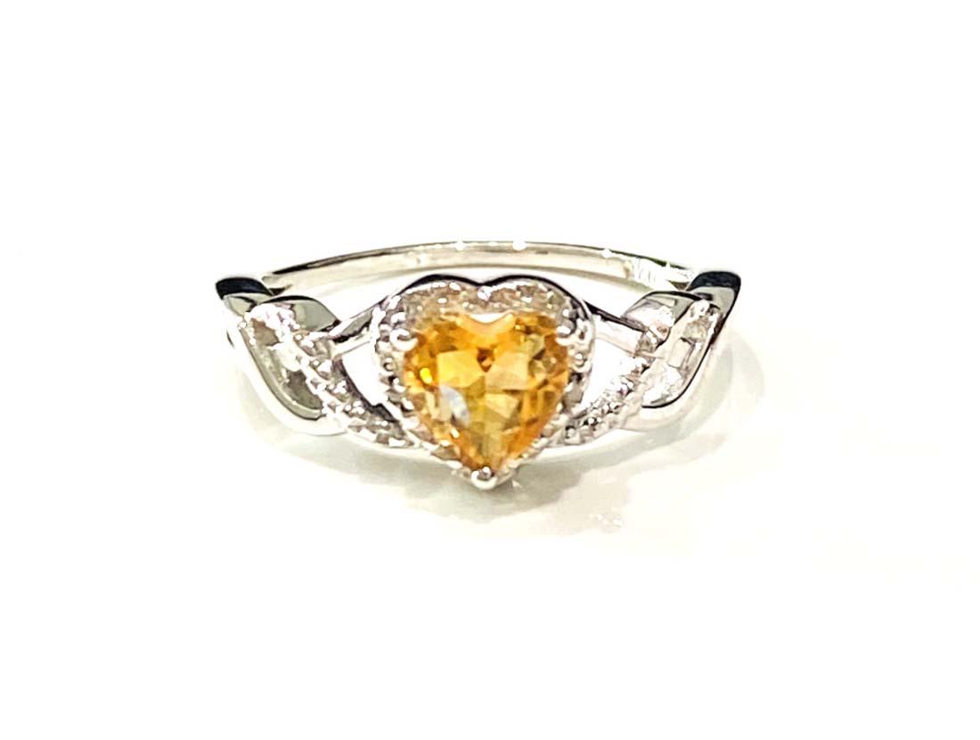 BRIGHT HEART SET CITRINE 1CT GEMSTONE STERLING RING (1 of 1)