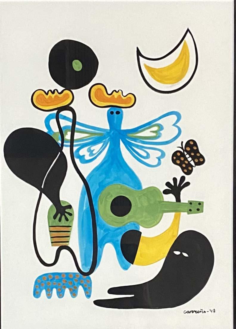 MARIO CARRENO ABSTRACT MIXED MEDIA ON PAPER V$18,000: MEASUREMENTS:27"WX34"H FRAMED AND MATTED/"in the style of"Mario CarreÃ±o y Morales was a Cuban painter/Private collection, Liveauctioneers policy requires to state "in the style of", no documentatio