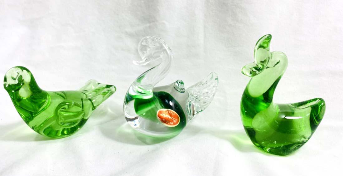 LOT OF 3 MURANO GREEN GLASS ANIMAL SCULPTURES (1 of 1)