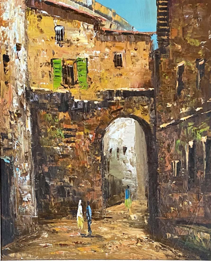 MERIO AMEGLIO OIL ON CANVAS LANDSCAPE V$16,000: MEASUREMENTS:28"WX33"H FRAMED MINT CONDITION/"in the style of"Merio Ameglio. Italian, 1897-1970/Private collection, Liveauctioneers policy requires to state "in the style of", no documentation. We off