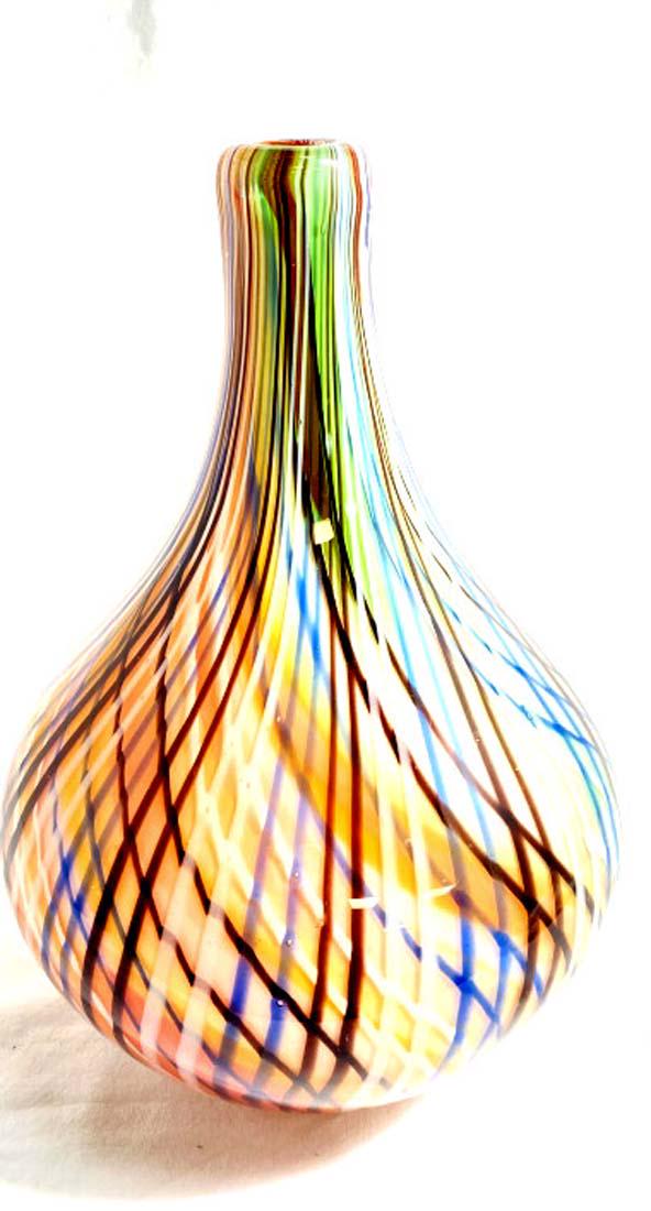 STUNNING HEAVY MURANO LATTICE LINES GALLERY VASE (1 of 1)