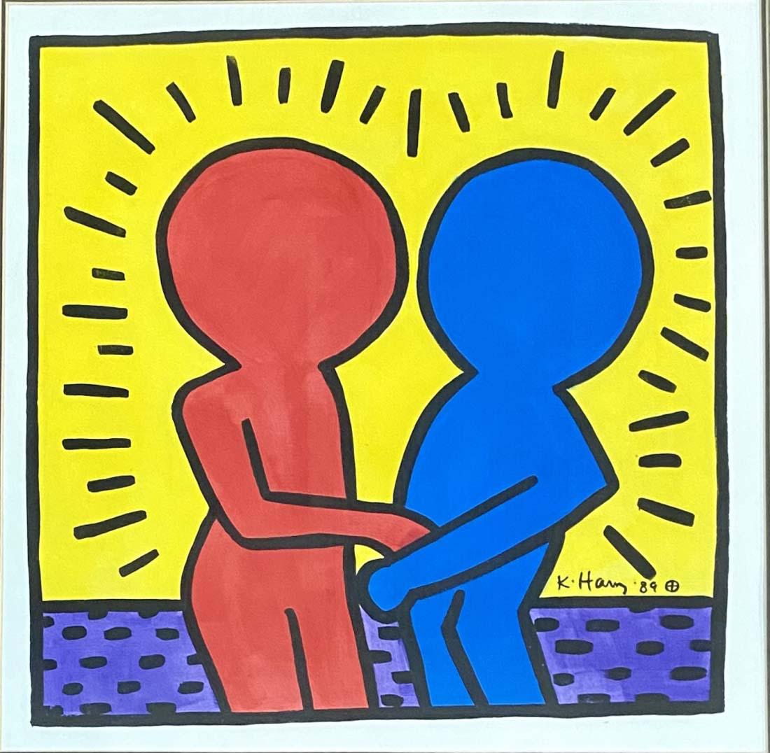 KEITH HARING OIL ON PAPER POP ART PAINTING V$16,000 (1 of 3)