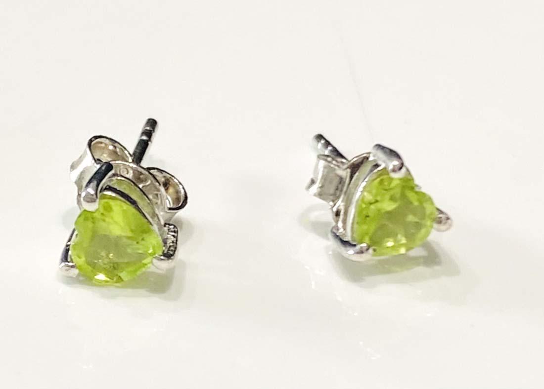 DAINTY GREEN PERIDOT GEMSTONE .50CT EARRINGS: STERLING SILVER