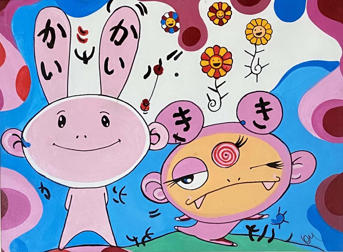 TAKASHI MURAKAMI ACRYLIC ON CARDBOARD V$32,000 (1 of 3)