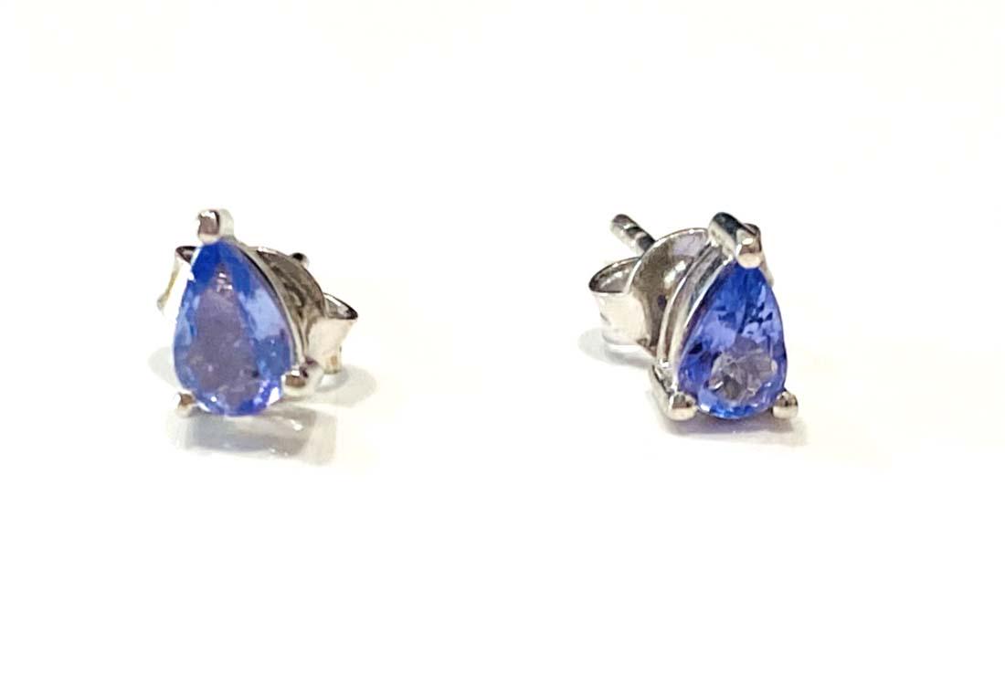 PRETTY GENUINE TANZANITE 1CT STERLING SILVER EARRINGS (1 of 1)